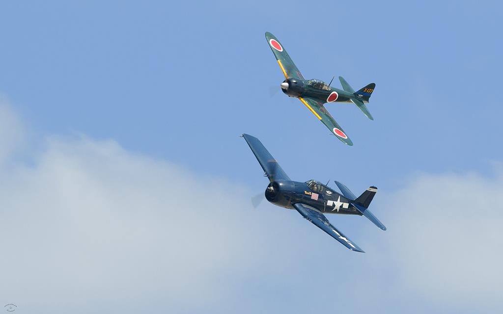 F-6F Hellcat And A-6M3 Zero